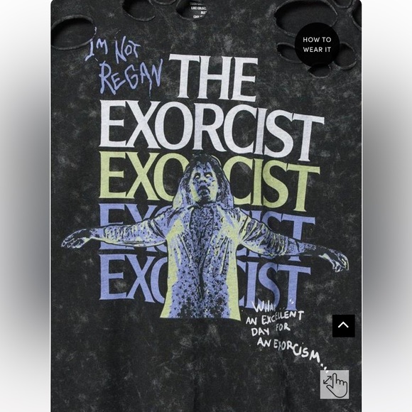 Torrid The Exorcist Relax Fit Cotton Distressed Tunic Tee Size 0 ( Large ) - Picture 3 of 4